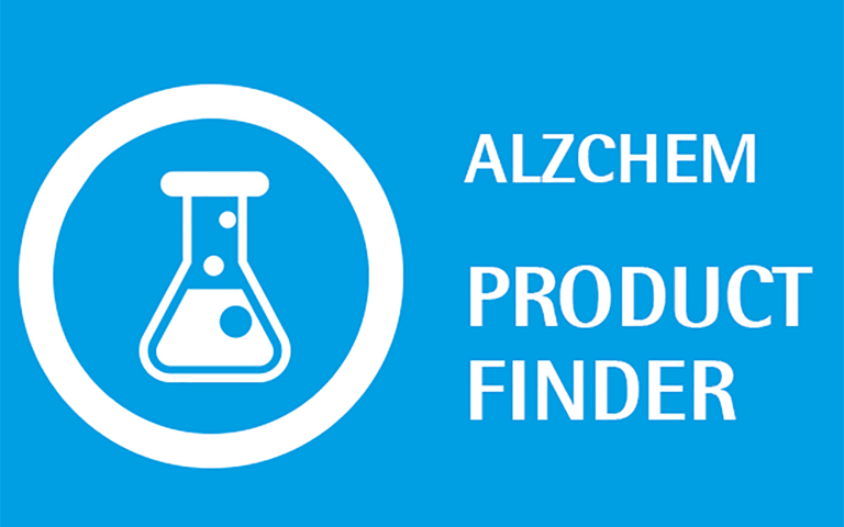 Alzchem Product Finder Logo und Symbol mit blauen Hintergrund