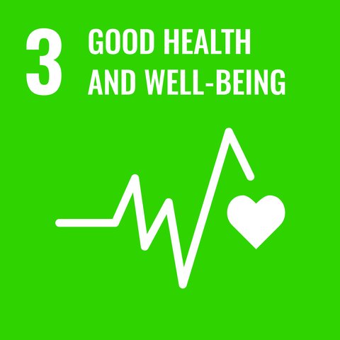 Good Health and Well-Being mit Symbol auf grünem Hintergrund