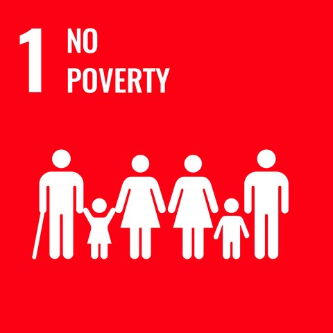 No Poverty mit Logo und rotem Hintergrund